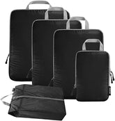BAGAIL 5 Set Compression Packing Cubes Ultralight 40D Nylon Travel Expandable Packing Organizers Bagail